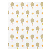 オレン鮮やかジテニスおもしろいパーソナライズされた選手かわいい テーブルクロス (正面)