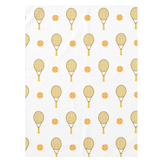 オレン鮮やかジテニスおもしろいパーソナライズされた選手かわいい テーブルクロス (正面)