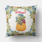 オレン鮮やかジハロウィーンパンプキンウォーターカラーフローラ クッション (裏面)