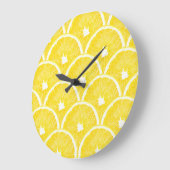 オレン鮮やかジパルプ背景パターン ラージ壁時計 (傾斜)