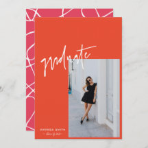 オレン鮮やかジピンクトレンディー台本の写真卒業