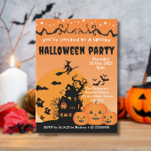 オレン鮮やかジブラックハウス幽霊のよく出るハロウィーン 招待状