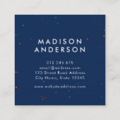 オレン鮮やかジブルーティール（緑がかった色）ストロモダンッはっきりしたク スクエア名刺 (裏面)