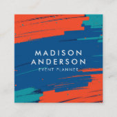 オレン鮮やかジブルーティール（緑がかった色）ストロモダンッはっきりしたク スクエア名刺 (正面)