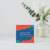 オレン鮮やかジブルーティール（緑がかった色）ストロモダンッはっきりしたク スクエア名刺 (スタンド正面)