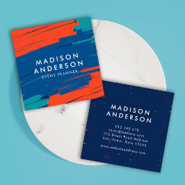 オレン鮮やかジブルーティール（緑がかった色）ストロモダンッはっきりしたク スクエア名刺