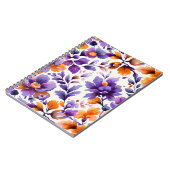 オレン鮮やかジ&パープルフローラ水彩ノート ノートブック (左側)