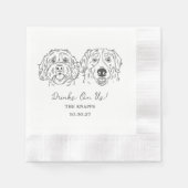 オレ飲み放題 オーダーメイドの犬のイラストの結婚式 縁ありカクテルナプキン (正面)