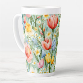 オロсフル春フローラフィールド。絵画の カフェラテマグ