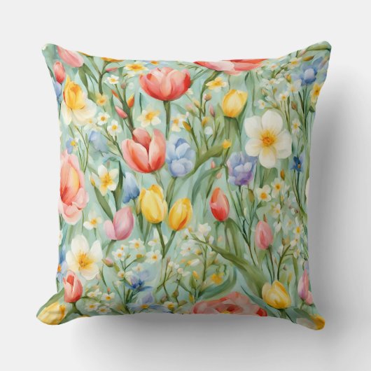 オロсフル春フローラフィールド。絵画の クッション (正面)