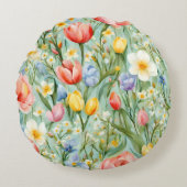 オロсフル春フローラフィールド。絵画の ラウンドクッション (正面)