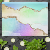 オロアゲート |フェイク虹色パステルグラデーション大理石 キッチンタオル