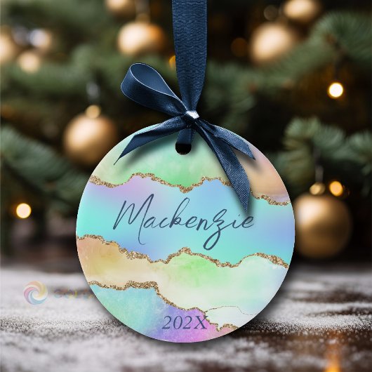 オロアゲート |フェイク虹色パステルグラデーション大理石 セラミックオーナメント