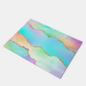 オロアゲート |フェイク虹色パステルグラデーション大理石 ドアマット (アングル)