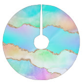 オロアゲート |フェイク虹色パステルグラデーション大理石 ブラッシュドポリエステルツリースカート (正面)