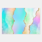 オロアゲート |フェイク虹色パステルグラデーション大理石 ラッピングペーパーシート (正面)