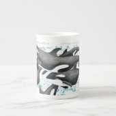 オロッカクジラ科の古代の青 ボーンチャイナマグカップ (正面)