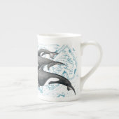 オロッカクジラ科の古代の青 ボーンチャイナマグカップ (右)