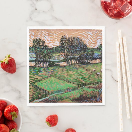 オワーズ川に架かる橋のある風景 スタンダードランチョンナプキン (インサイチュ)