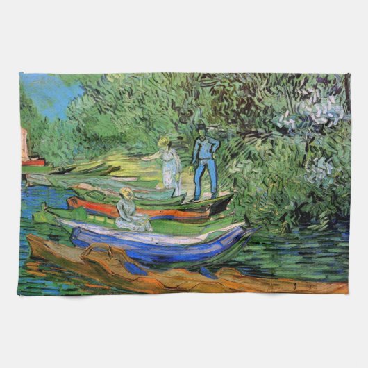 オワーズ川のほとり、アウヴェールスのヴィンセント・ヴァン・ゴッホ キッチンタオル (横)
