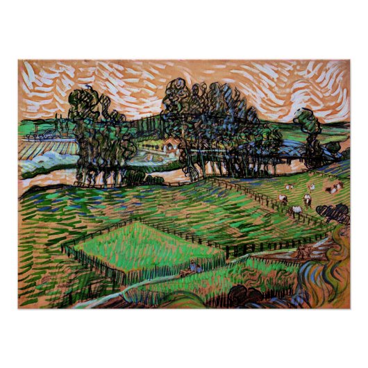 オワ川に架かる橋のある風景 ポスター (正面)