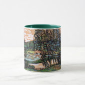 オワ川に架かる橋のある風景 マグカップ (中央)