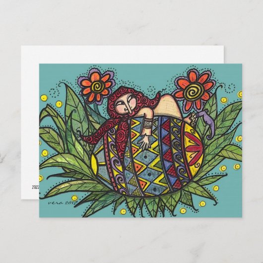 オンつるユーPysankaウクライナフォークアート ポストカード (正面/裏面)