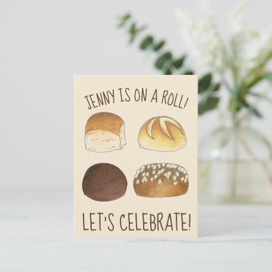 オンア転がお祝いグルメパーティの招待状 ポストカード (スタンド正面)