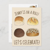オンア転がお祝いグルメパーティの招待状 ポストカード (正面/裏面)