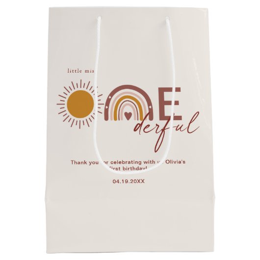 オンエ恋しく思ルフルボホファースト誕生日 ミディアムペーパーバッグ (裏面)