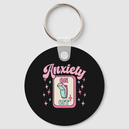 オンオフスイッチおもしろいメンタルヘルス認識度レトロ キーホルダー (正面)
