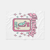 オンオフスイッチおもしろいメンタルヘルス認識度レトロ フリースブランケット (正面(横))