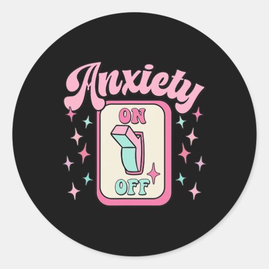 オンオフスイッチおもしろいメンタルヘルス認識度レトロ ラウンドシール (正面)
