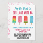 オンオポップ・アートのーバーチルポップシクル子供の誕生日パーティー 招待状 (正面/裏面)