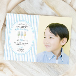 オンオポップ・アートのーバーブルーポプシクル誕生日招待状 招待状