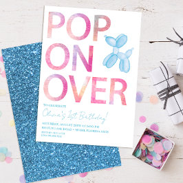 オンオポップ・アートのーバーンバルーン動物誕生日招待状 招待状