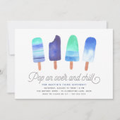 オンオポップ・アートのーバー&チル |ポプシクル子供の誕生日パーティー 招待状 (正面)