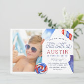 オンオポップ・アートのーバー&チル | Popsicle子供の誕生日写真 招待状 (スタンド正面)