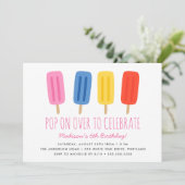 オンオーバーサマーポップ・アートのポプシクル子供の誕生日パーティー 招待状 (スタンド正面)