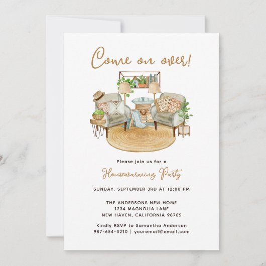 オンオ来ーバイコージーボホ引っ越し祝いパーティーの招待 招待状 (正面)