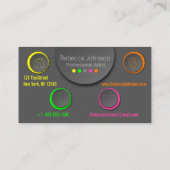 オンカラフルモダン水玉模様オン無煙炭 名刺 (裏面)