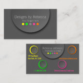 オンカラフルモダン水玉模様オン無煙炭 名刺 (正面/裏面)