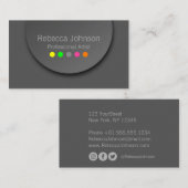 オンカラフルモダン水玉模様オン無煙炭 名刺 (正面/裏面)