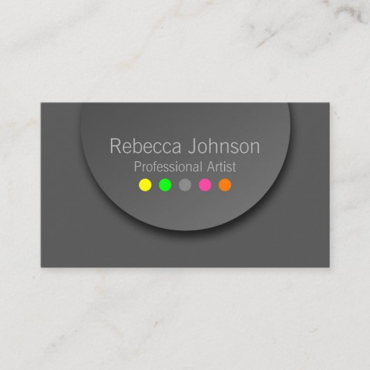 オンカラフルモダン水玉模様オン無煙炭 名刺 (正面)