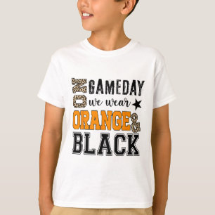 オンガメデイフットルウェ衣服オレンジアンドブラックレオパード Tシャツ