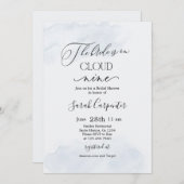 オンクラウドナインほこりっぽいブルーブライダルシャワー 招待状 (正面/裏面)