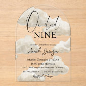 オンクラウドナインウォーターカラーベージュブライダルシャワー アクリル招待状 (正面)