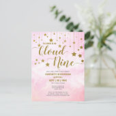 オンクラウドナインドリーミーパステルピンクブライダルシャワー ポストカード (スタンド正面)