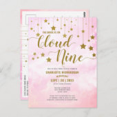 オンクラウドナインドリーミーパステルピンクブライダルシャワー ポストカード (正面/裏面)