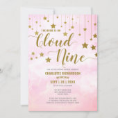 オンクラウドナインドリーミーパステルピンクブライダルシャワー 招待状 (正面)